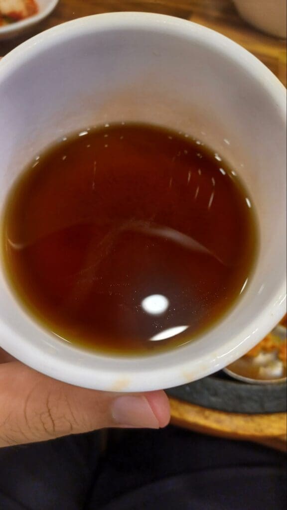 The dark-brown broth I had in Korea