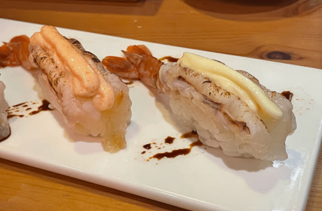 Shunya Gyohei seared angel red shrimp nigiri (posted by KUO Tsang on Google Maps)