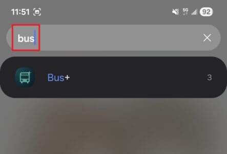 在搜尋欄中搜尋 bus+